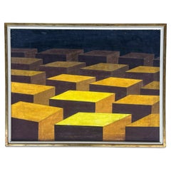 Ingres Speltri Modernistisches abstraktes geometrisches Op-Art-Gemälde, Brasilien