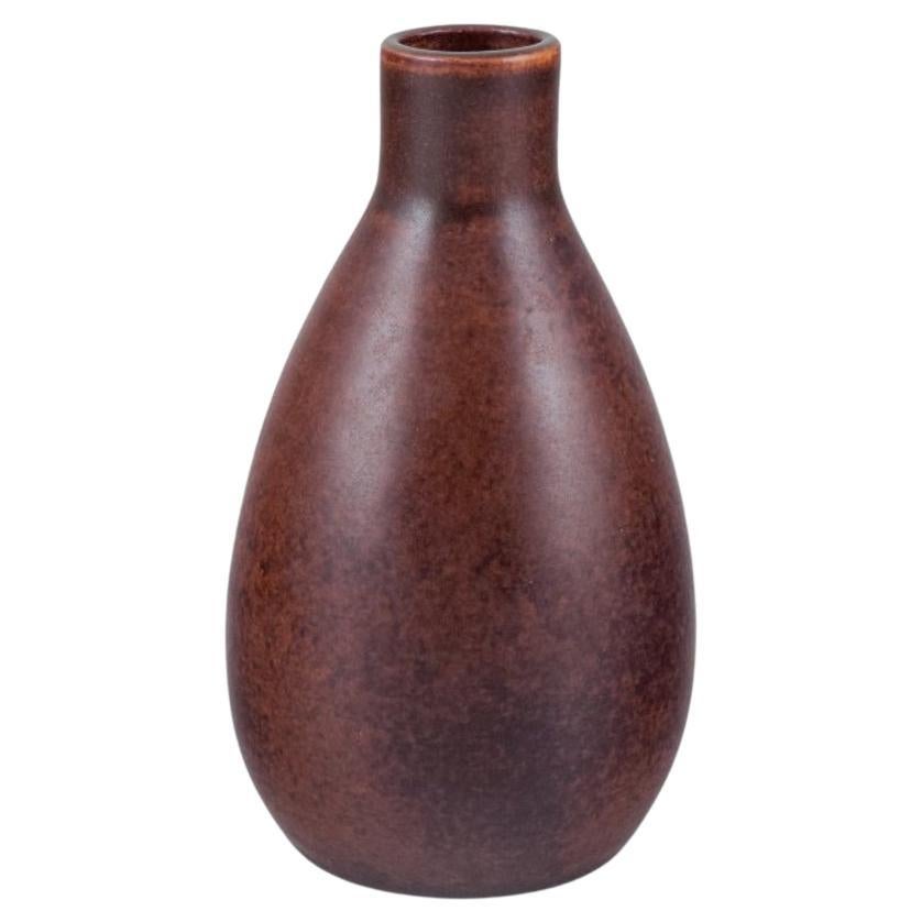 Ingrid and Erich Triller. Ceramic vase with brown glaze. From 1970s For Sale