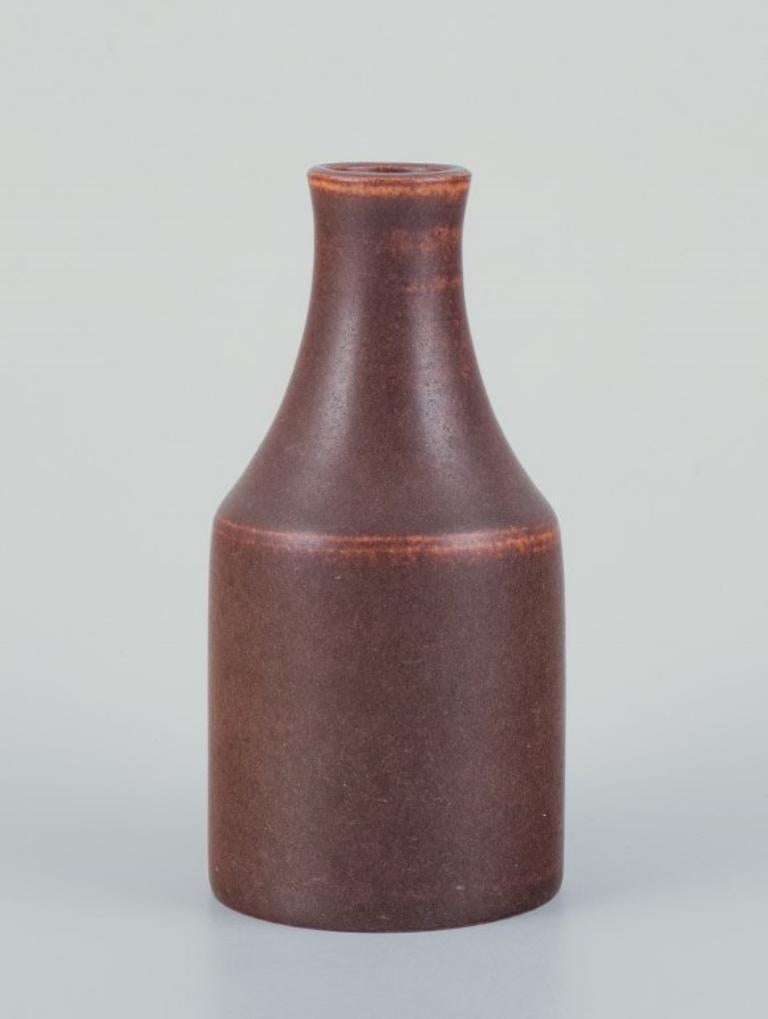 Ingrid and Erich Triller, Sweden.
Unique ceramic vase decorated with brown-toned glaze.
From the 1970s.
Signed 