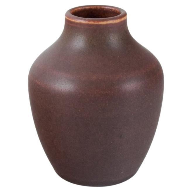 Ingrid and Erich Triller. Ceramic vase with brown glaze. Tobo, Sweden, 1970s. For Sale