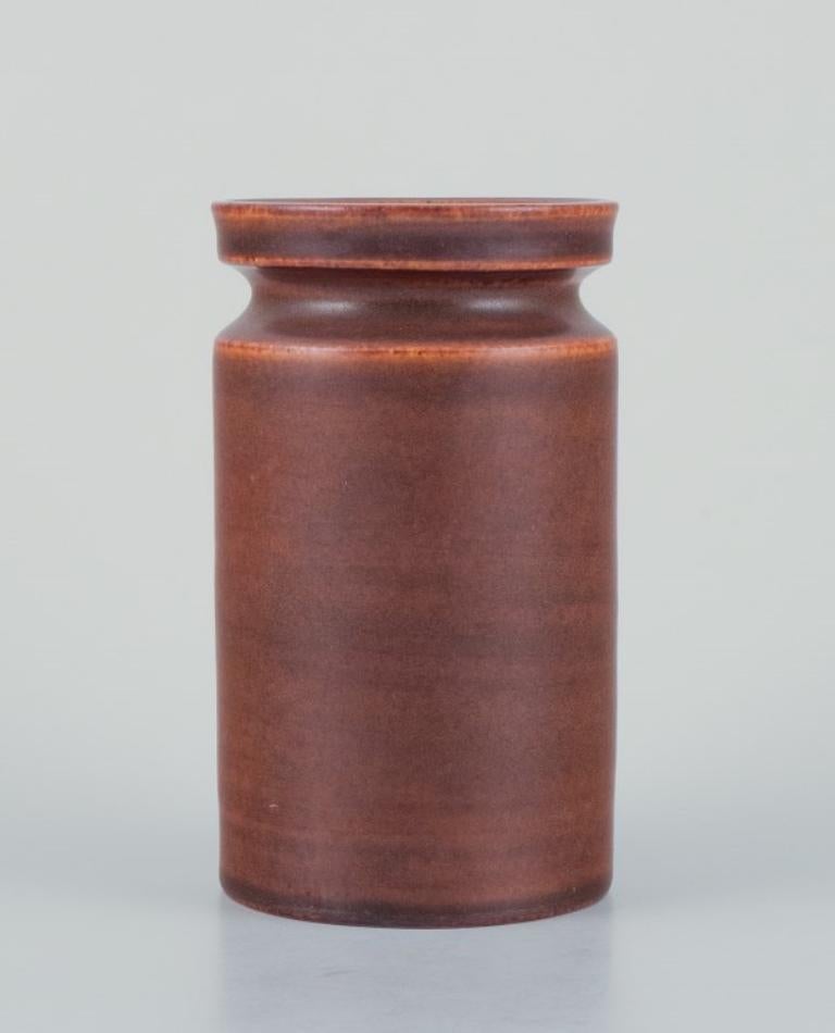 Ingrid and Erich Triller, Sweden.
Unique ceramic vase decorated with brown-toned glaze.
From the 1970s.
Signed 