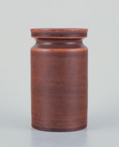 Ingrid and Erich Triller, Sweden. Unique ceramic vase with brown toned glaze