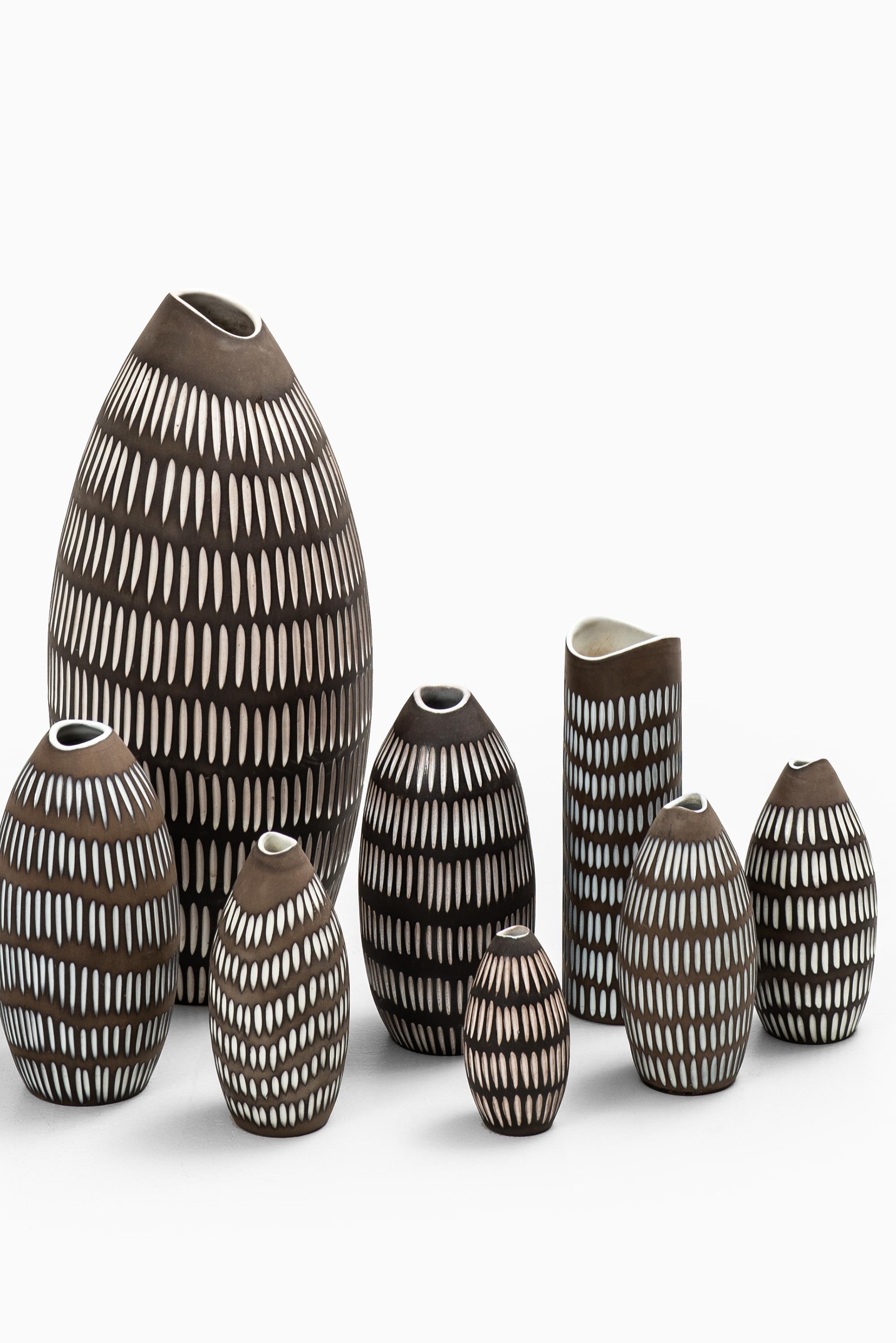 Ingrid Atterberg Ceramic Vases Model Negro Produced by Upsala Ekeby in Sweden In Good Condition In Limhamn, Skåne län