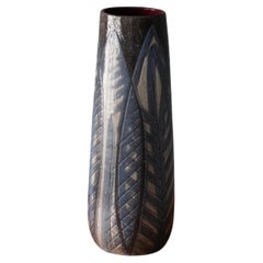 Ingrid Atterberg, Floor Vase, Blue Black Earthenware, Sweden, Upsala Ekeby 1950s