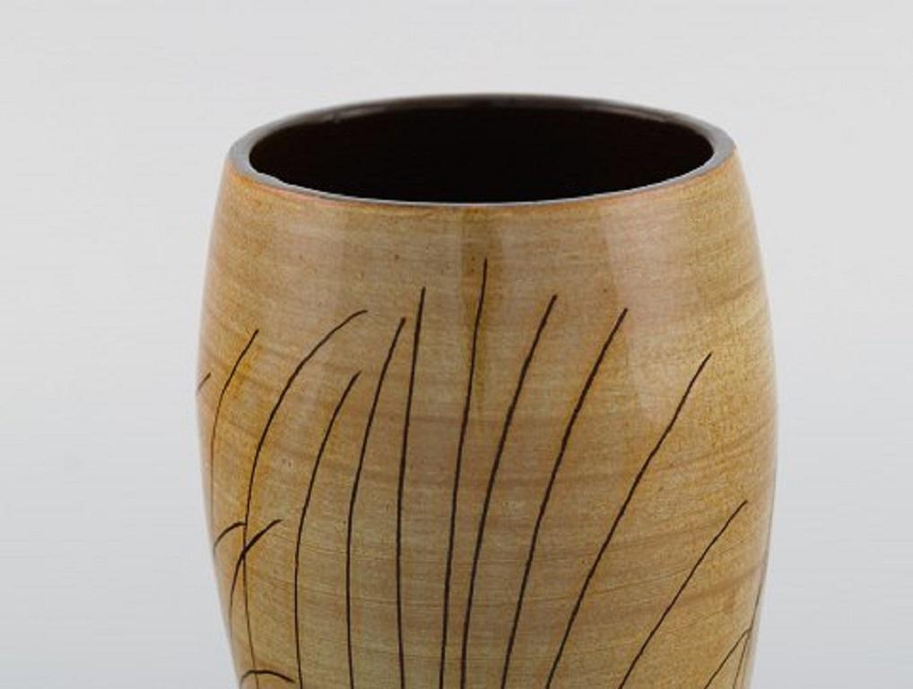 Swedish Ingrid Atterberg for Uppsala Ekeby, Papyrus Vase in Glazed Stoneware For Sale