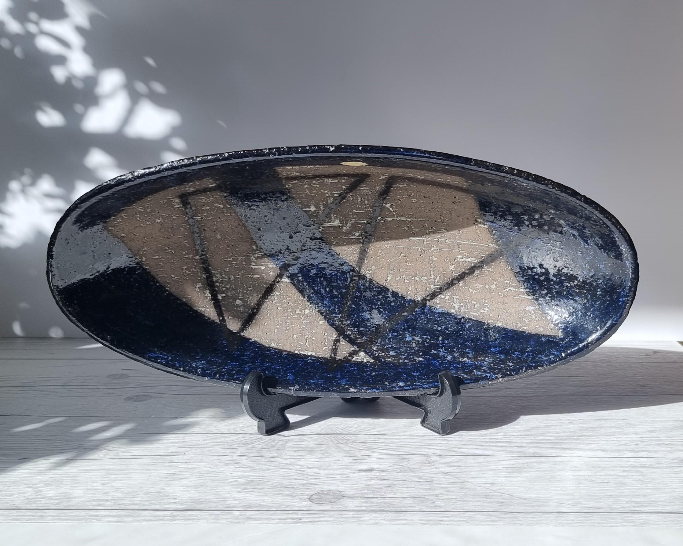 Ceramic Ingrid Atterberg for Upsala Ekeby, 1957 'Chamotte' Series Modernist Centrepiece For Sale