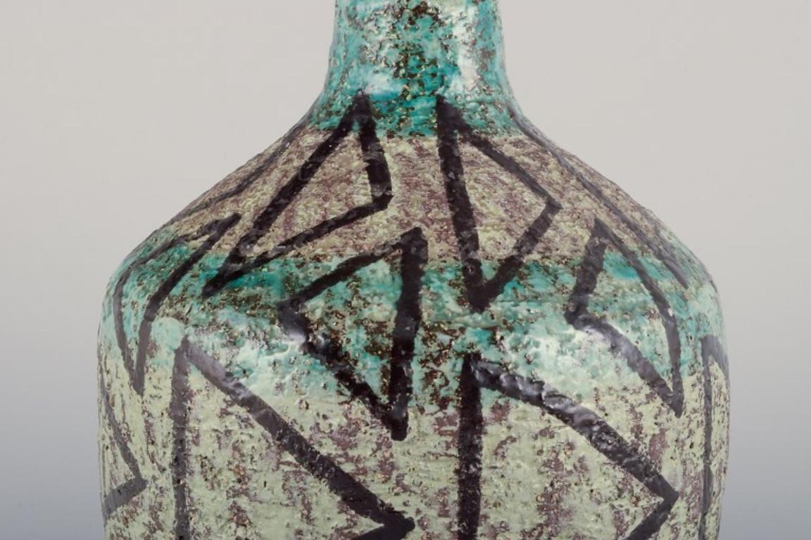 Swedish Ingrid Atterberg for Upsala Ekeby.  Large ceramic vase with abstract design For Sale