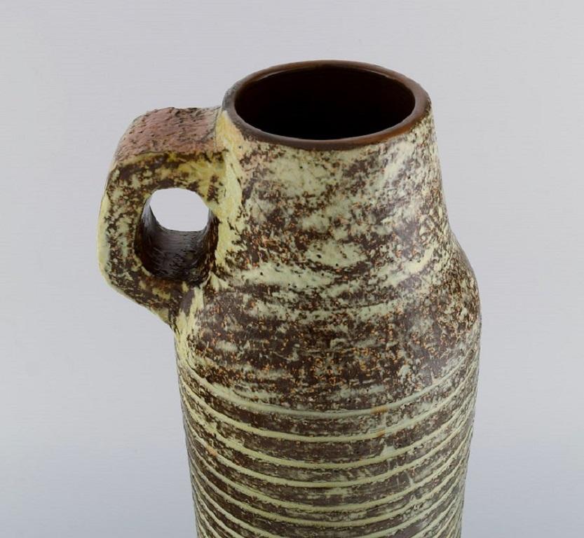 Glazed Ingrid Atterberg for Upsala-Ekeby, Large Floor Vase with Grooved Body and Handle
