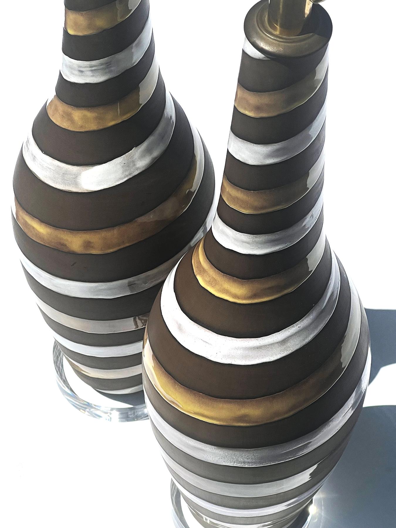 Swedish Ingrid Atterberg for Upsala Ekeby Pair of Ceramic 1940s Lamps - Signed For Sale