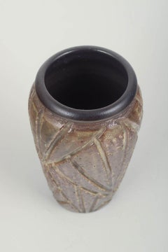 Ingrid Atterberg for Upsala-Ekeby. Relief-decorated stoneware vase. 1960s