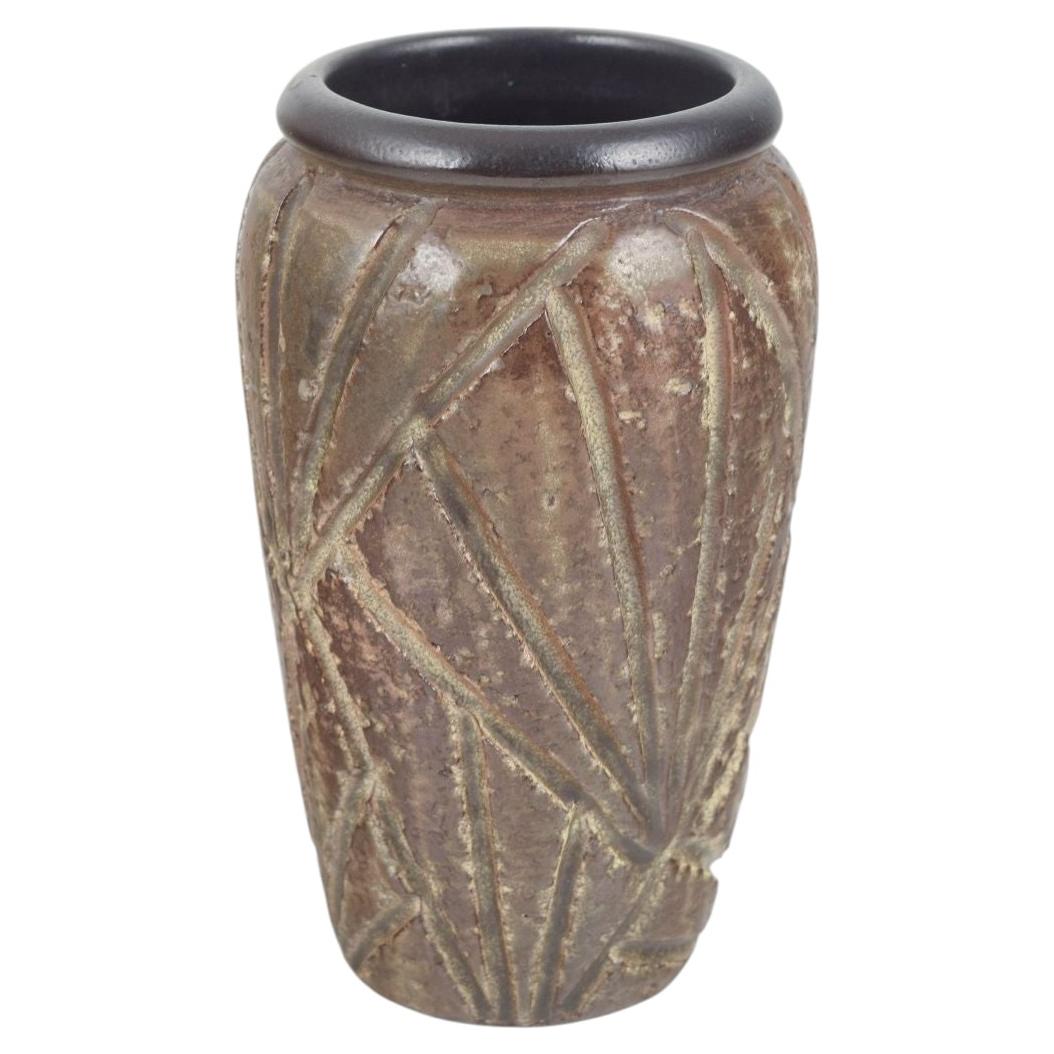 Ingrid Atterberg for Upsala-Ekeby. Relief-decorated stoneware vase. 1960s