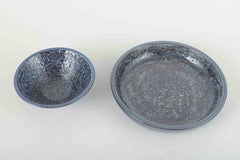 Ingrid Atterberg for Upsala-Ekeby. Two stoneware bowls with dark blue glaze.