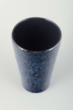 Ingrid Atterberg, Upsala-Ekeby. Cylindrical stoneware vase with dark blue glaze.