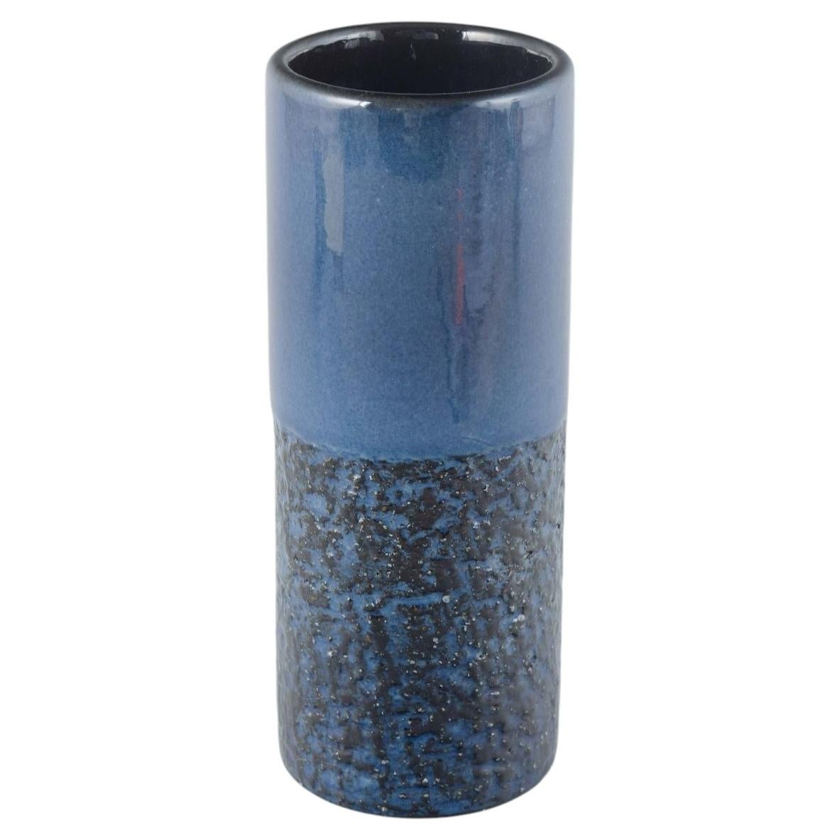 Ingrid Atterberg, Upsala-Ekeby. Cylindrical stoneware vase with dark blue glaze.
