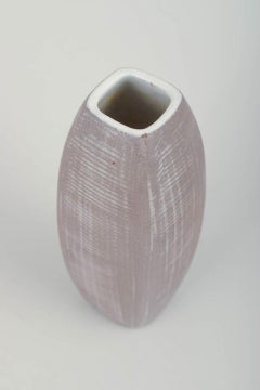 Ingrid Atterberg, Upsala-Ekeby. Four-sided stoneware vase with pink/lilac glaze.