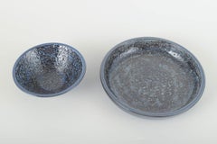 Ingrid Atterberg, Upsala-Ekeby. Two stoneware bowls with dark blue glaze. 1960s