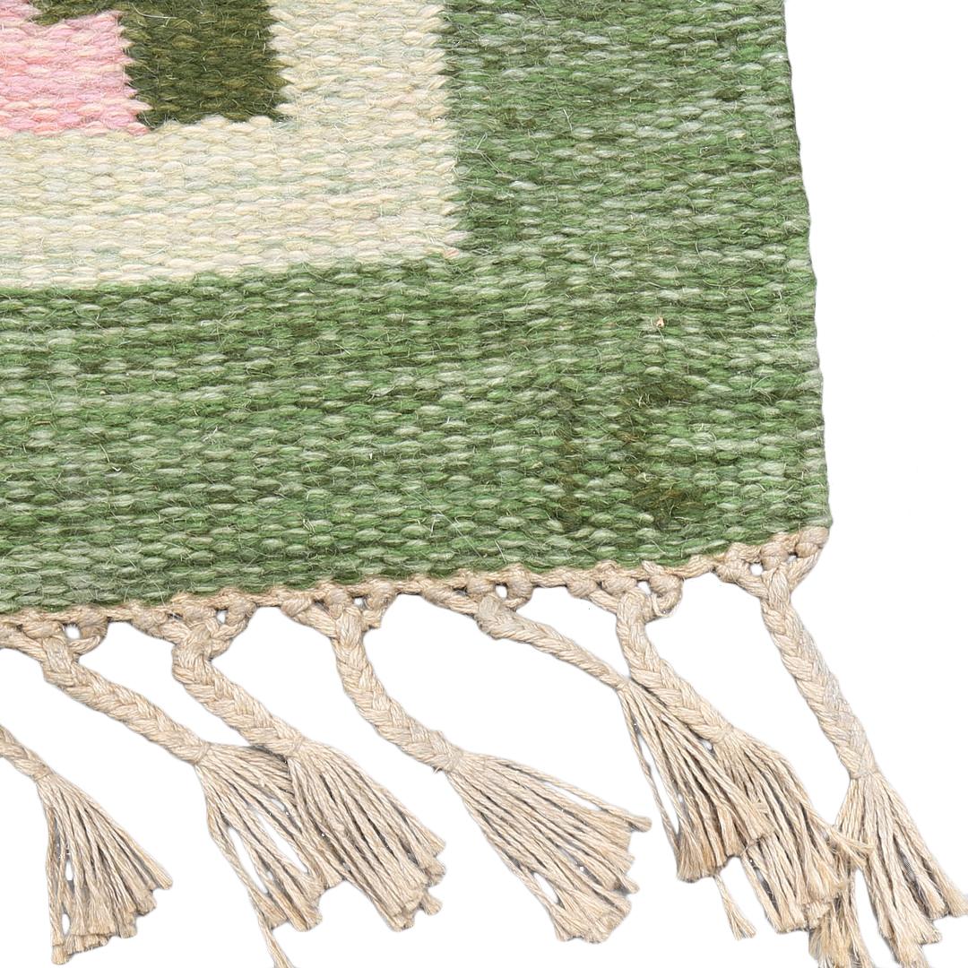 Ingrid Calrkson Flatweave Röllakan Handwoven Wool Rug Sweden 1950s In Good Condition For Sale In WIJCKEL, NL