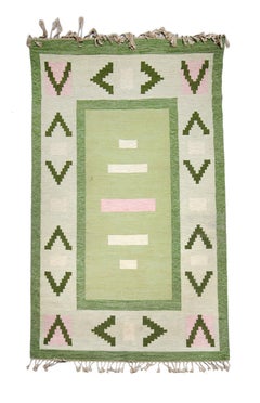 Ingrid Calrkson Flatweave Röllakan Handwoven Wool Rug Sweden 1950s