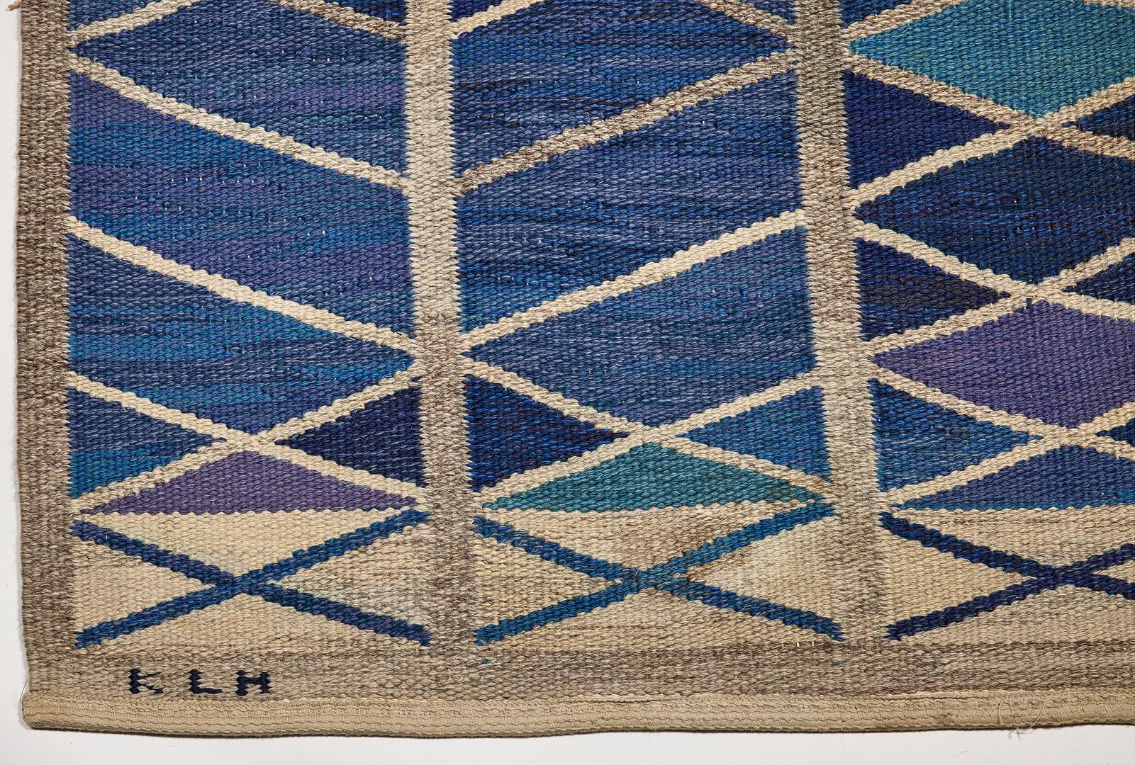Ingrid Dessau 20th Century swedish flat weave. In Fair Condition For Sale In Hammarö, SE