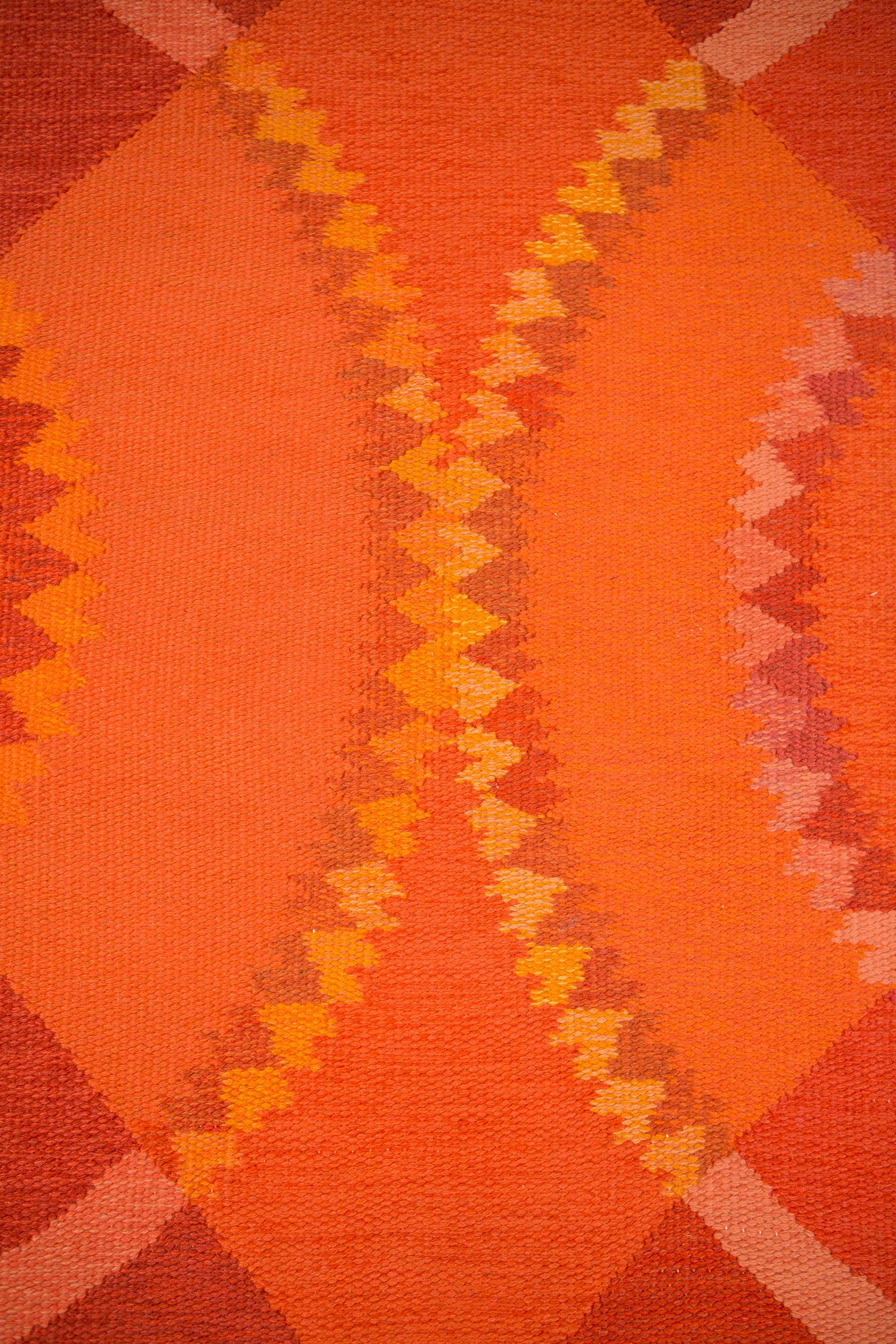 Ingrid Dessau Flat Weave Swedish Rug for Malmöhus Läns Hemslöjd 1960's For Sale 3