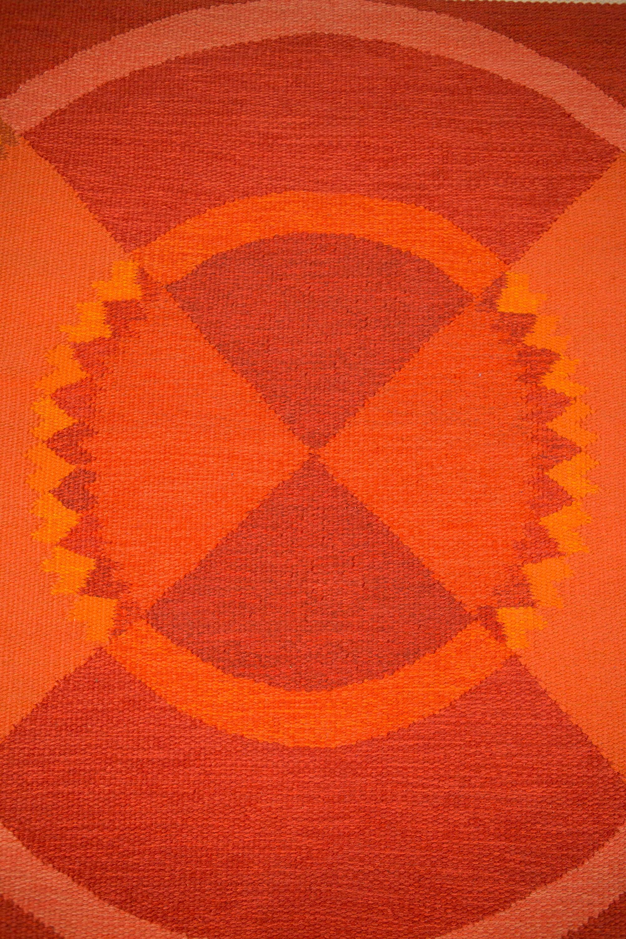 Ingrid Dessau Flat Weave Swedish Rug for Malmöhus Läns Hemslöjd 1960's For Sale 4