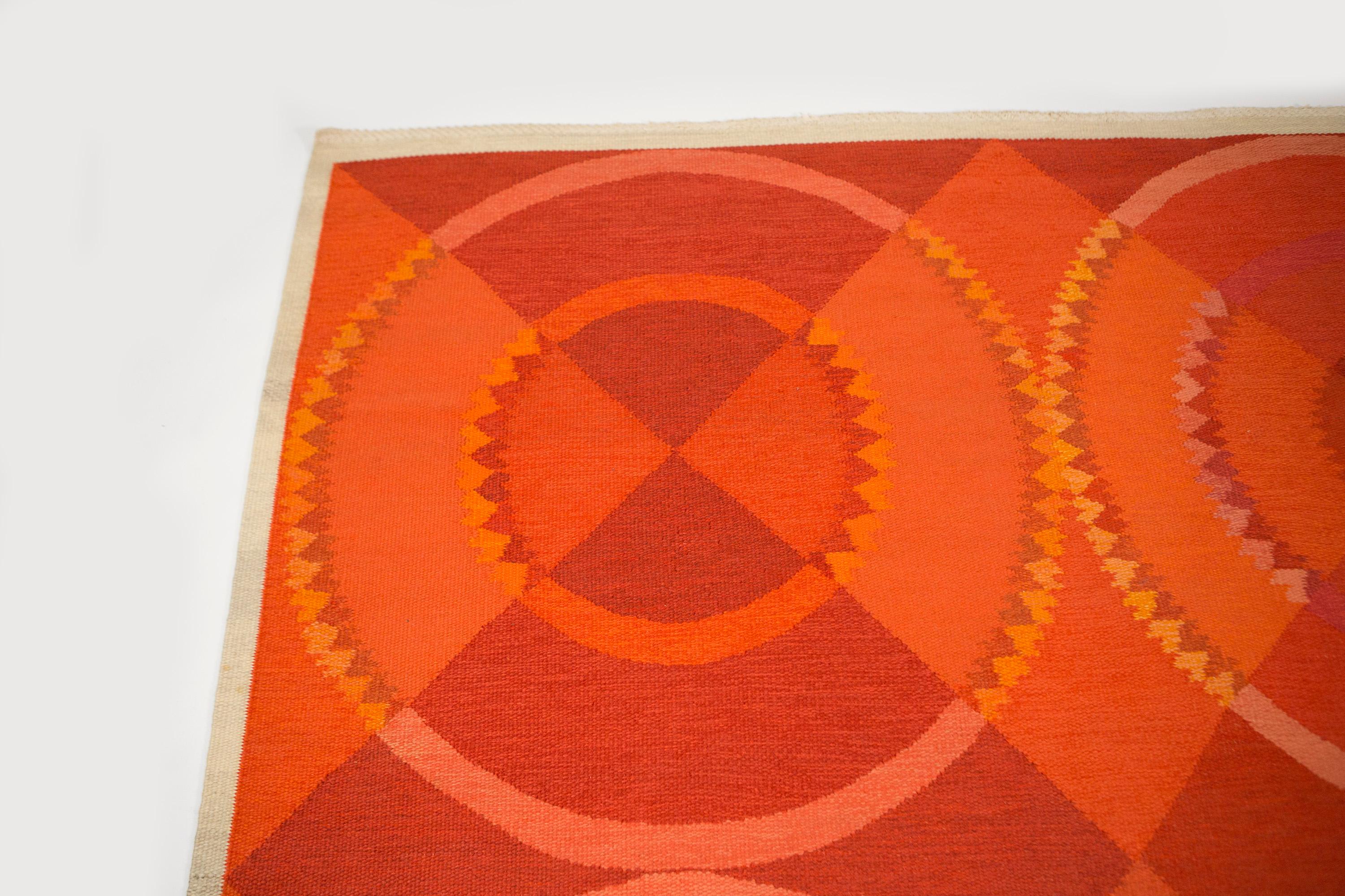 Ingrid Dessau Flat Weave Swedish Rug for Malmöhus Läns Hemslöjd 1960's For Sale 1