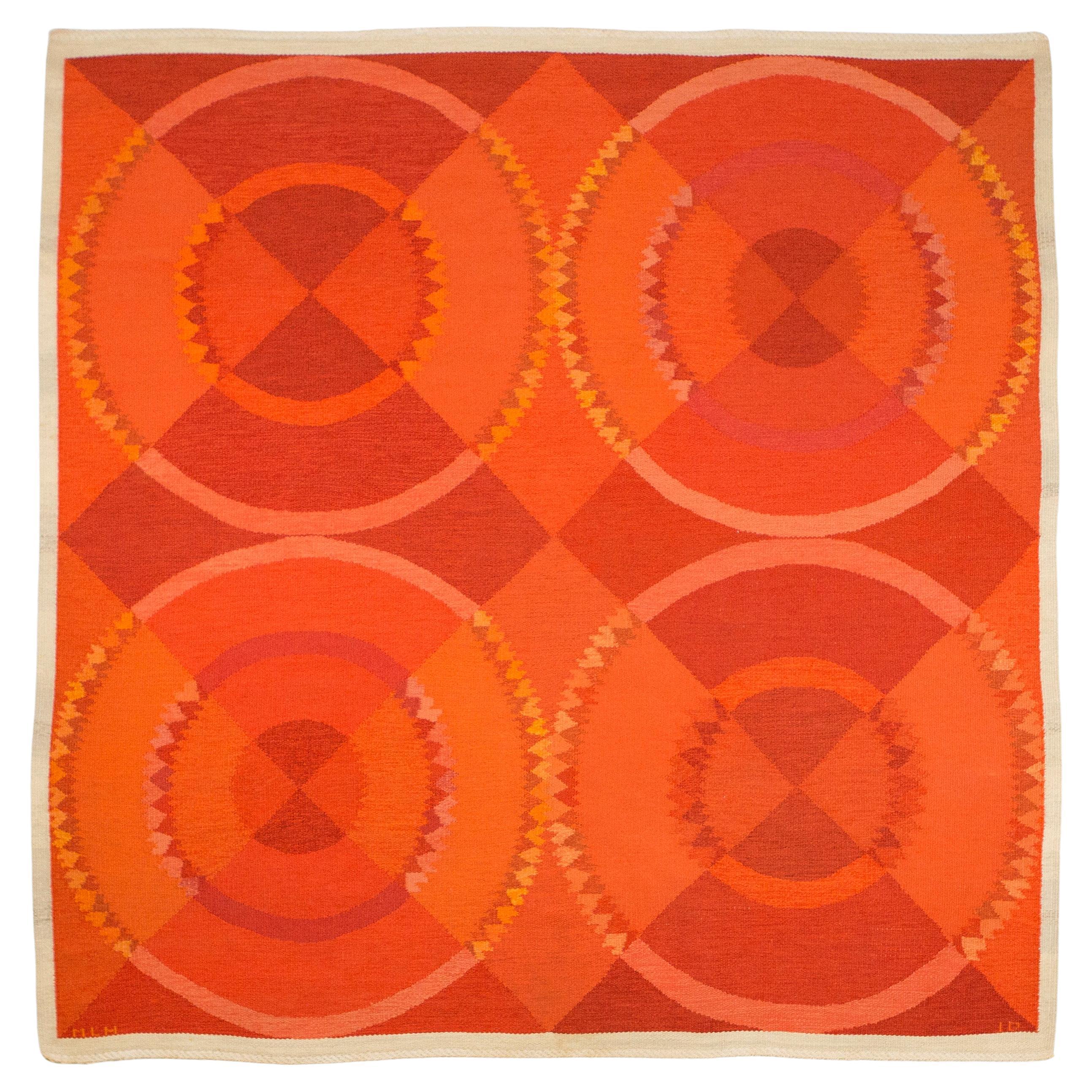 Tapis suédois à tissage plat Ingrid Dessau pour Malmöhus Läns Hemslöjd, années 1960