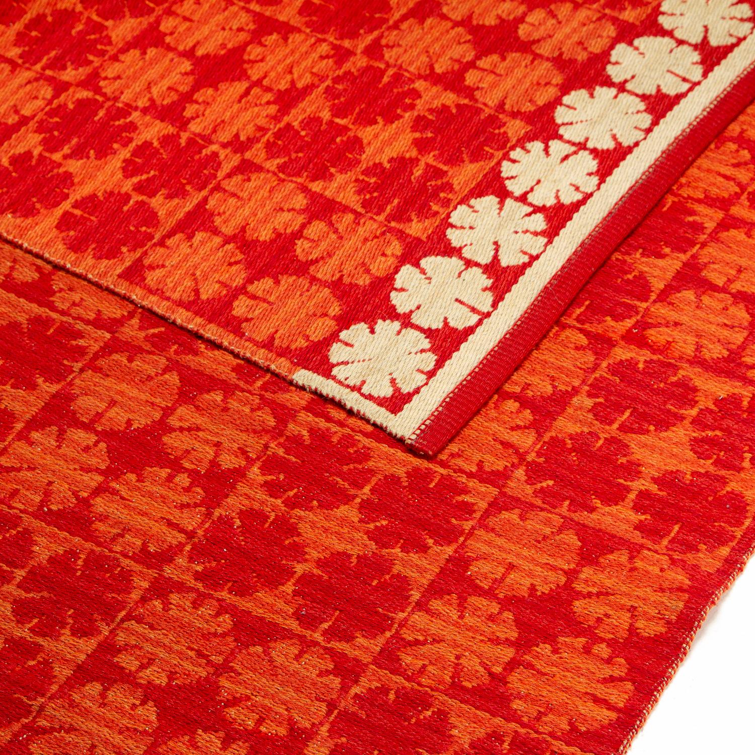 Ingrid Dessau Red Flat Weave Rug, Sweden, 1950s In Good Condition For Sale In Berkhamsted, GB
