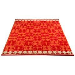 Ingrid Dessau Red Flat Weave Rug, Sweden, 1950s Ingrid Dessau Red Flat Weave Rug, Sweden, 1950s
