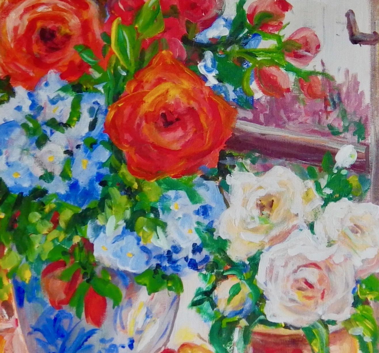 Nature morte impressionniste sur toile Afternoon Repose, peinture originale signée - Painting de Ingrid Dohm
