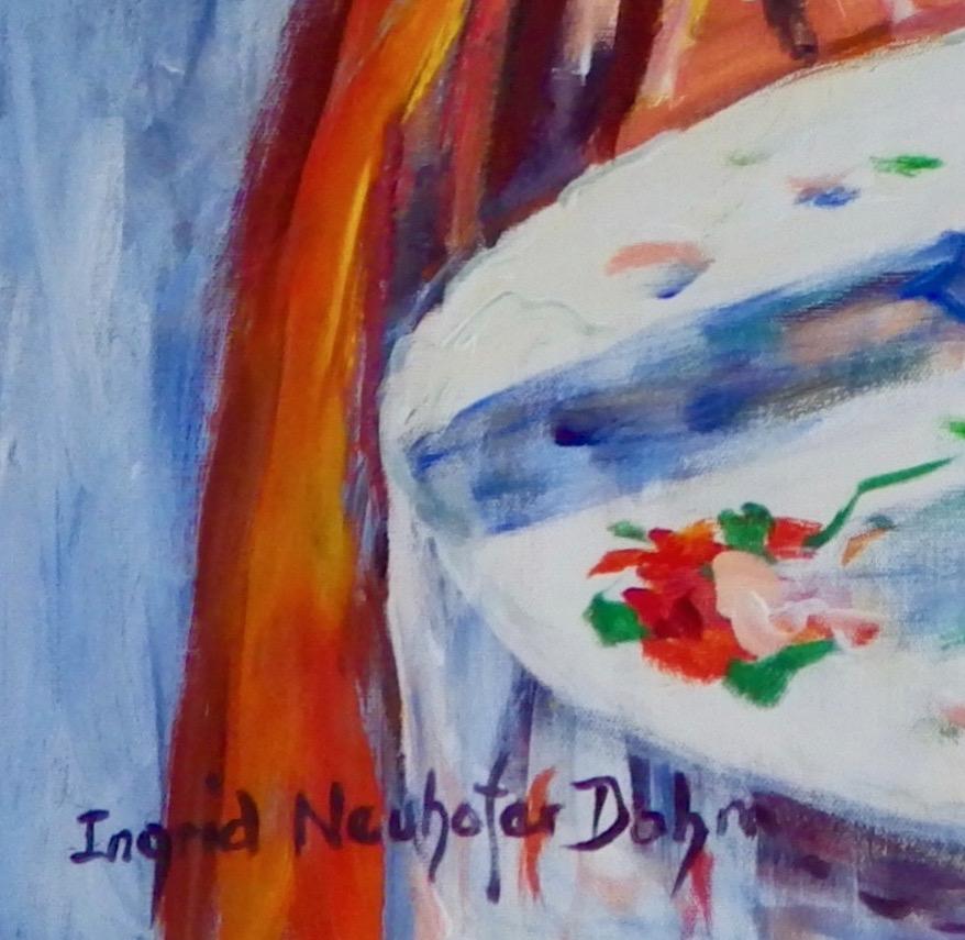 Afternoon Repose, Original Signed Impressionist Still Life Painting on Canvas For Sale 3