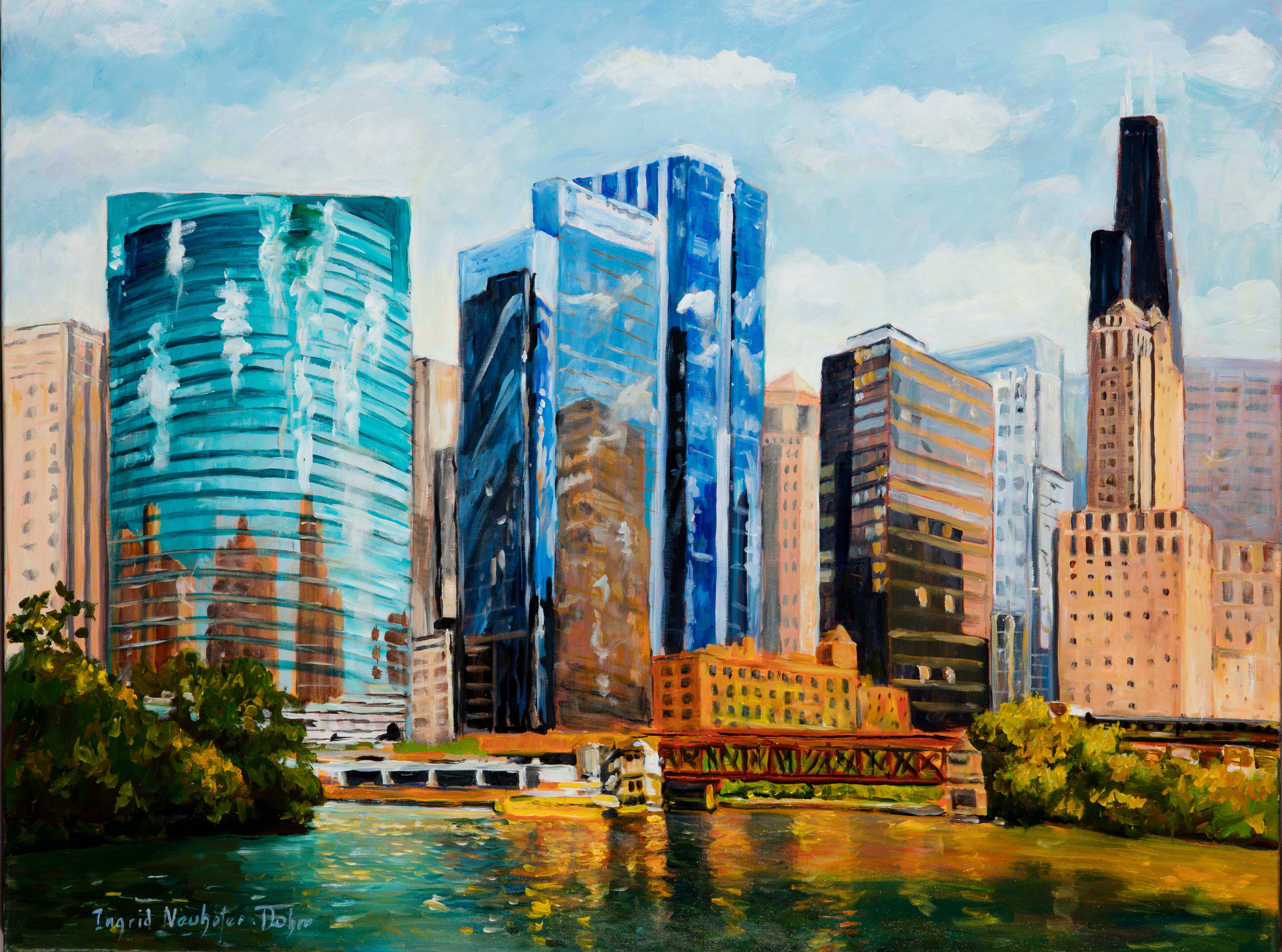 Ingrid Dohm Still-Life Painting - Chicago Skyline