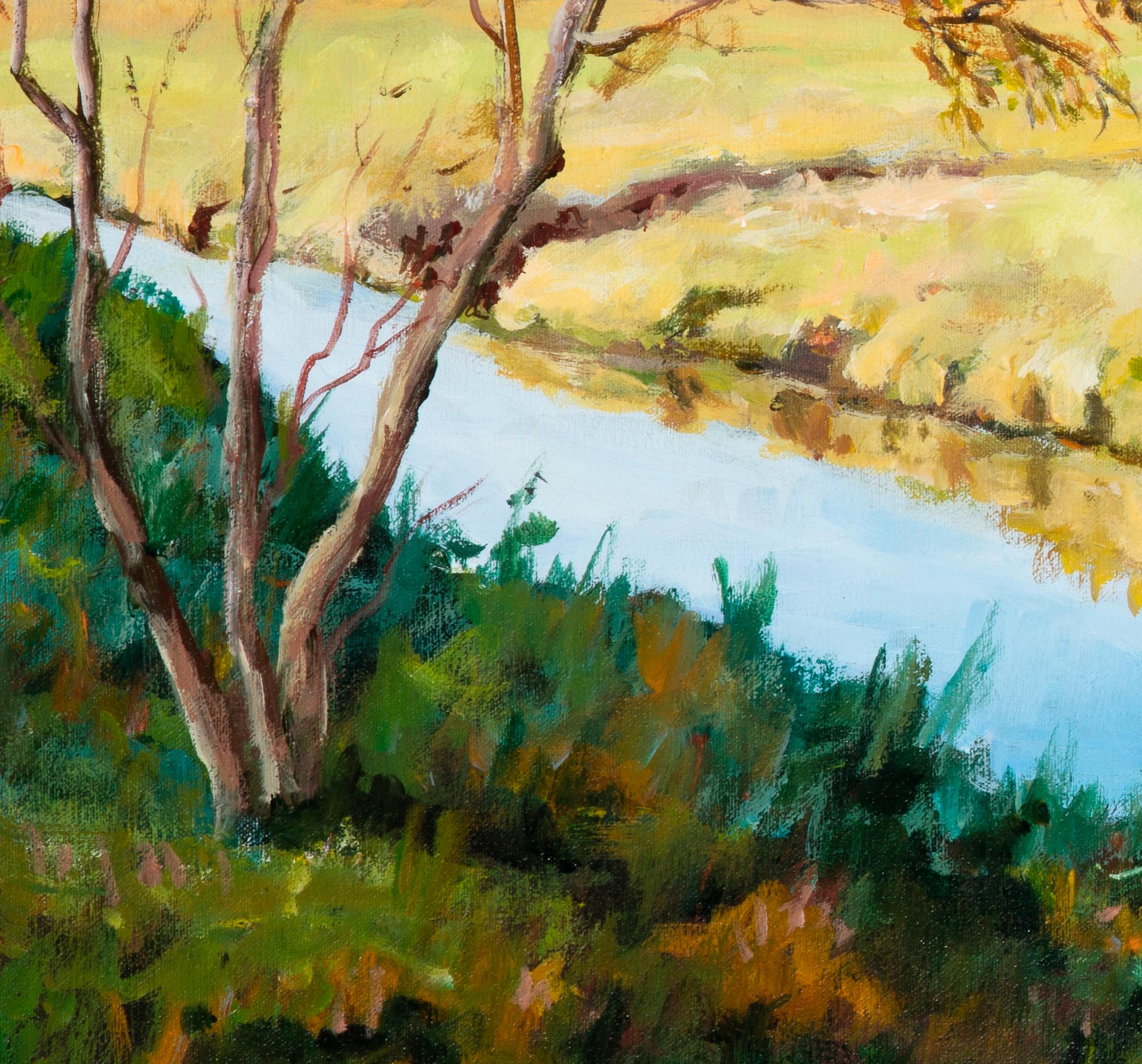 Country Stream, Original Signed Impressionist Landscape Painting on Canvas For Sale 1