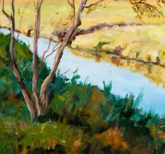 Country Stream, Original Signed Impressionist Landscape Painting on Canvas