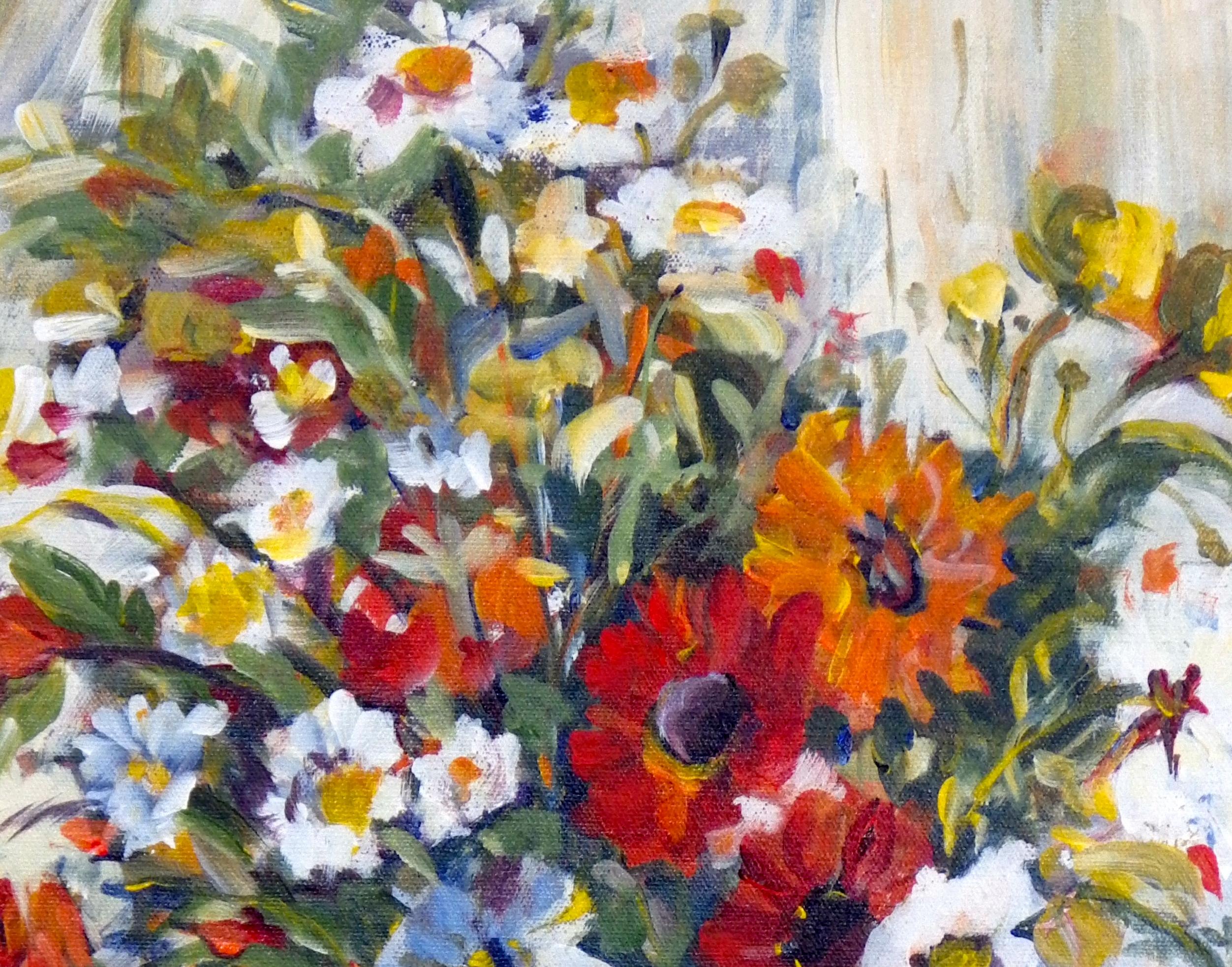 Daisies, Original Contemporary Impressionist Floral Still Life Painting, 2014
20