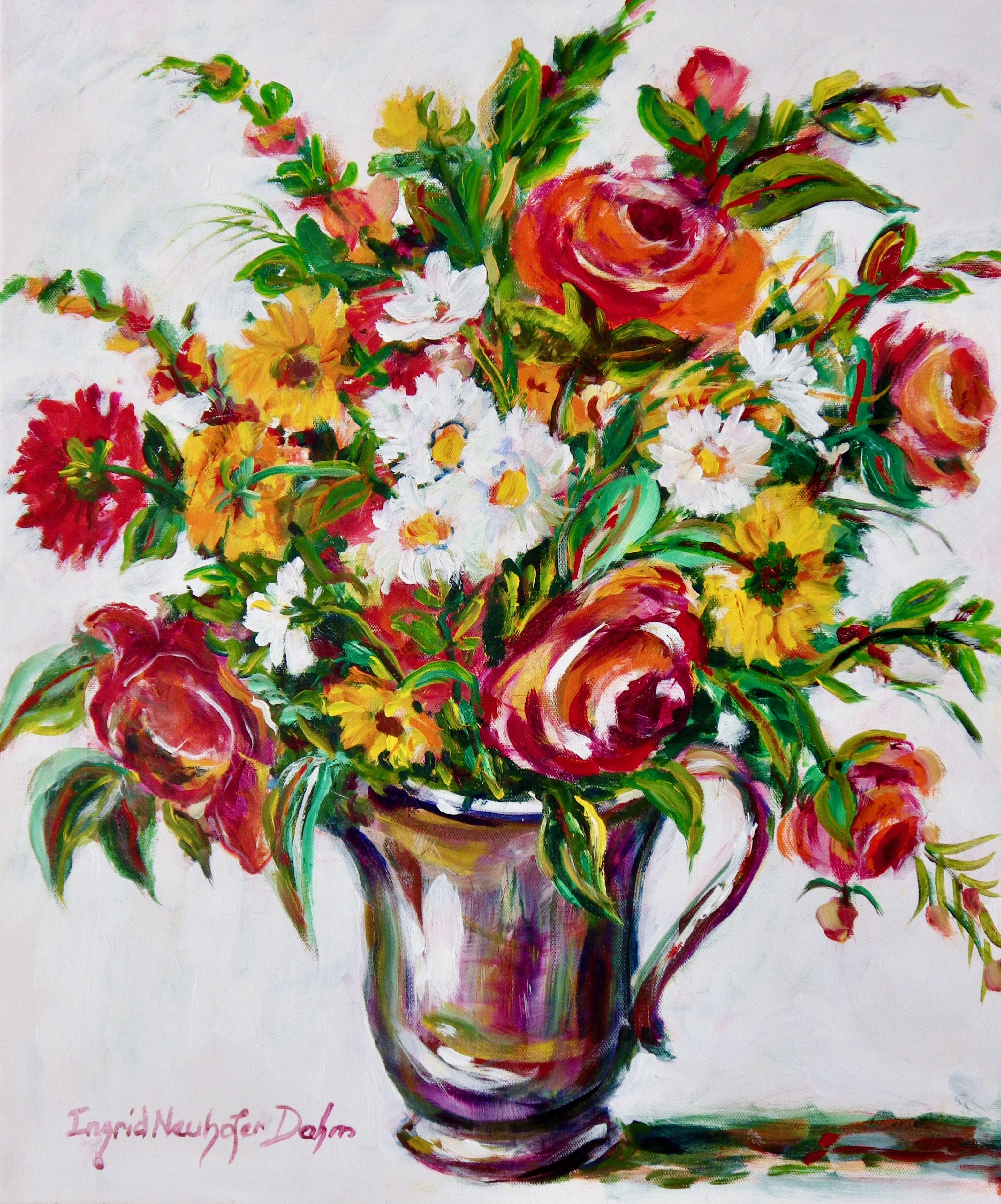 Ingrid Dohm Still-Life Painting - Floral Arrangement No. 1, Original Acrylic Painting, 2020