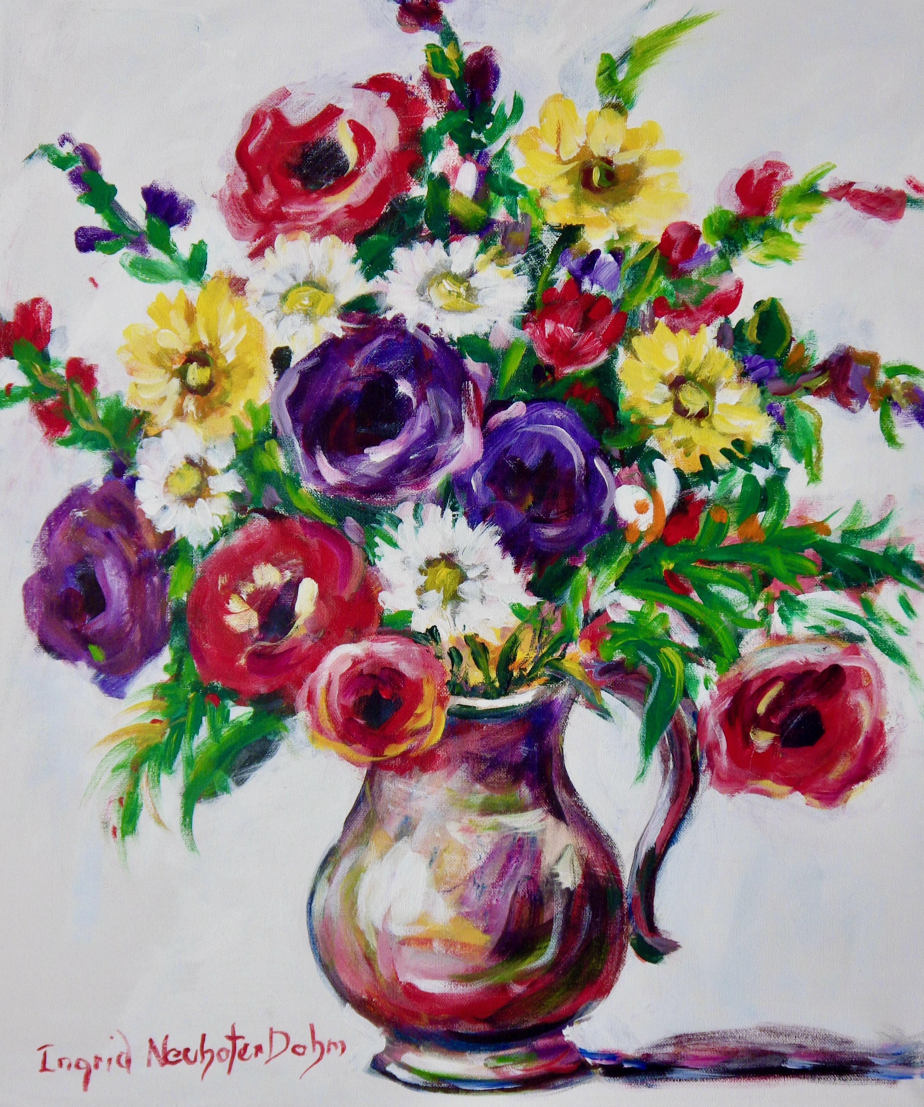 Ingrid Dohm Still-Life Painting - Floral Arrangement No.2, Original Acrylic Painting, 2020