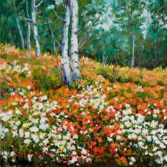 Flowered Forest, Original Impressionist Landscape Painting on Canvas