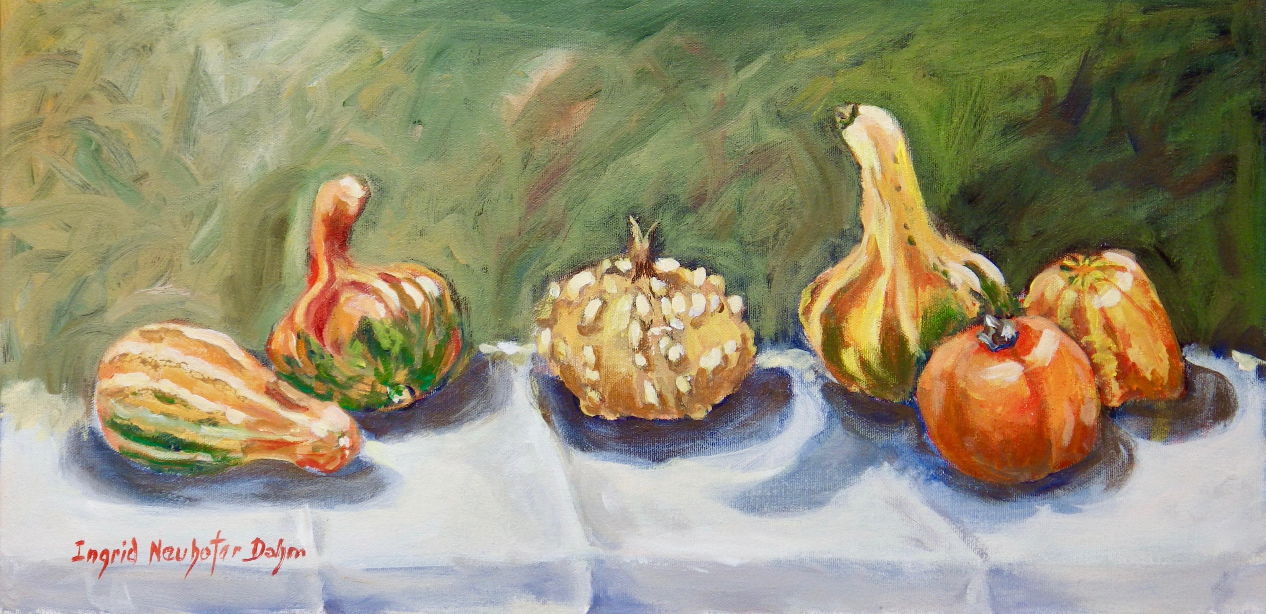 Ingrid Dohm Still-Life Painting - Gourds II, Original Acrylic Painting, 2018