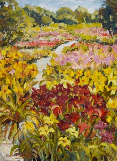 Klehm Lilies, peinture de paysage à fleurs impressionniste contemporaine originale