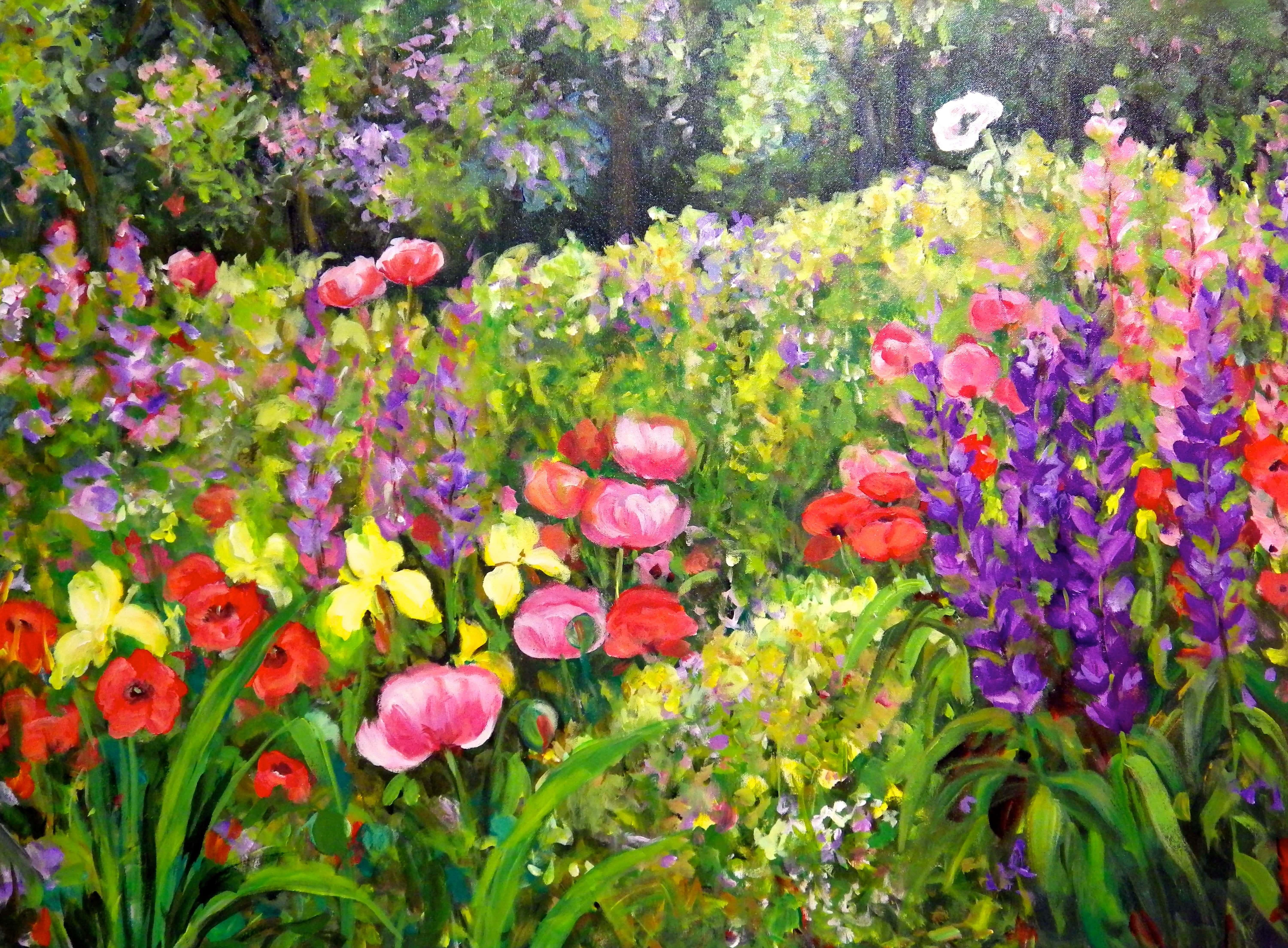 Landscape Painting de Ingrid Dohm - Tarjeta Monroe, Pintura Impresionista Contemporánea Original Paisaje Floral