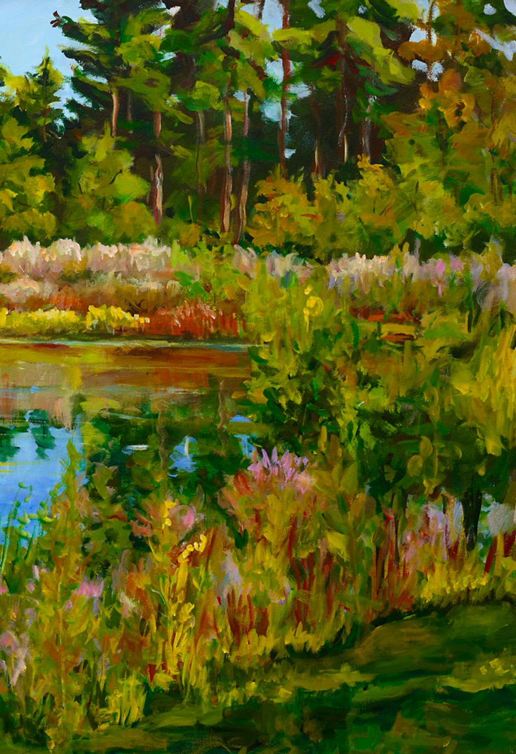 Rock Valley College Pond, Original Contemporary Impressionist Landscape Painting, 2014
30