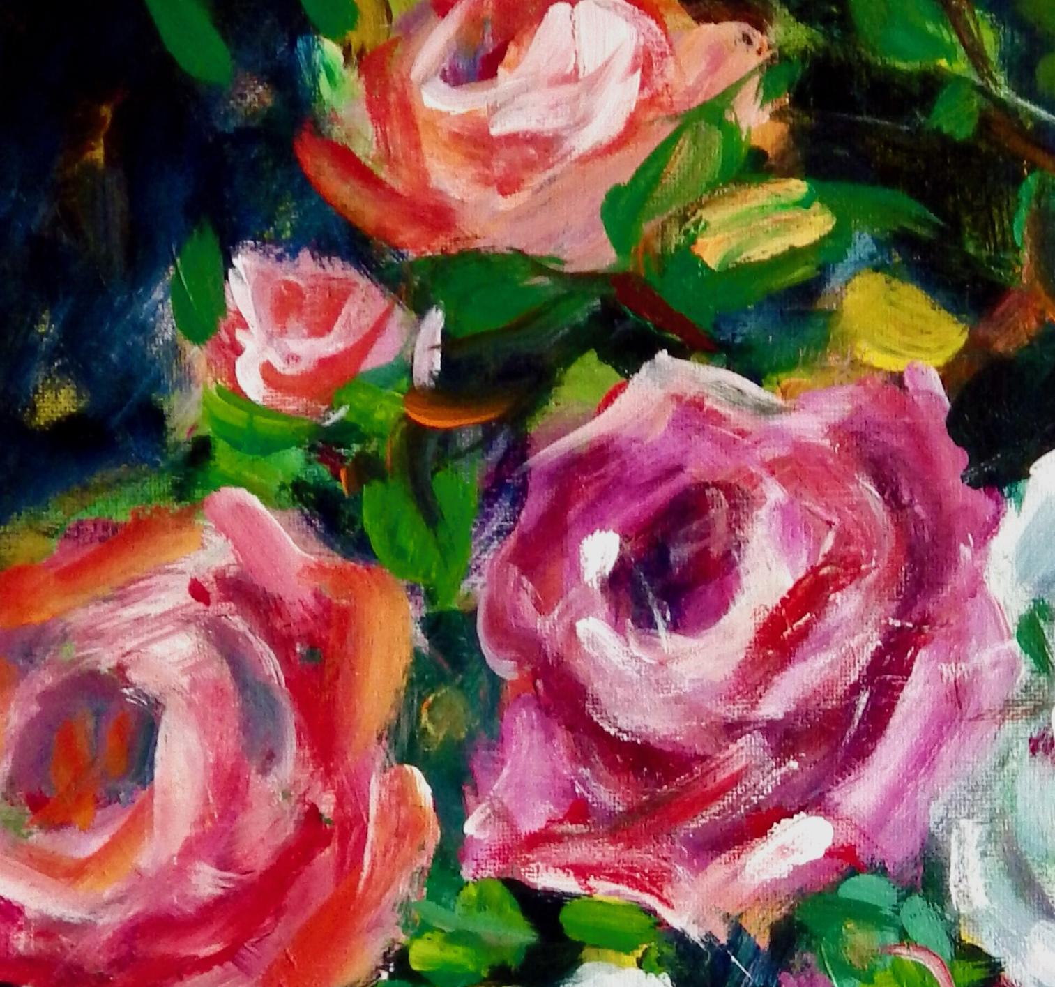 Roses, Original Impressionist Floral Still Life Painting, 2020
20