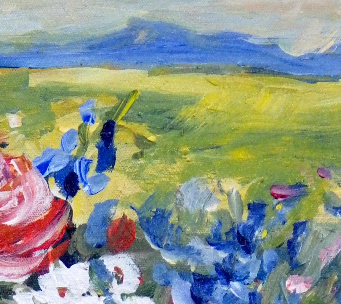 Roses, Original signiertes zeitgenössisches impressionistisches Blumenstillleben (Impressionismus), Painting, von Ingrid Dohm