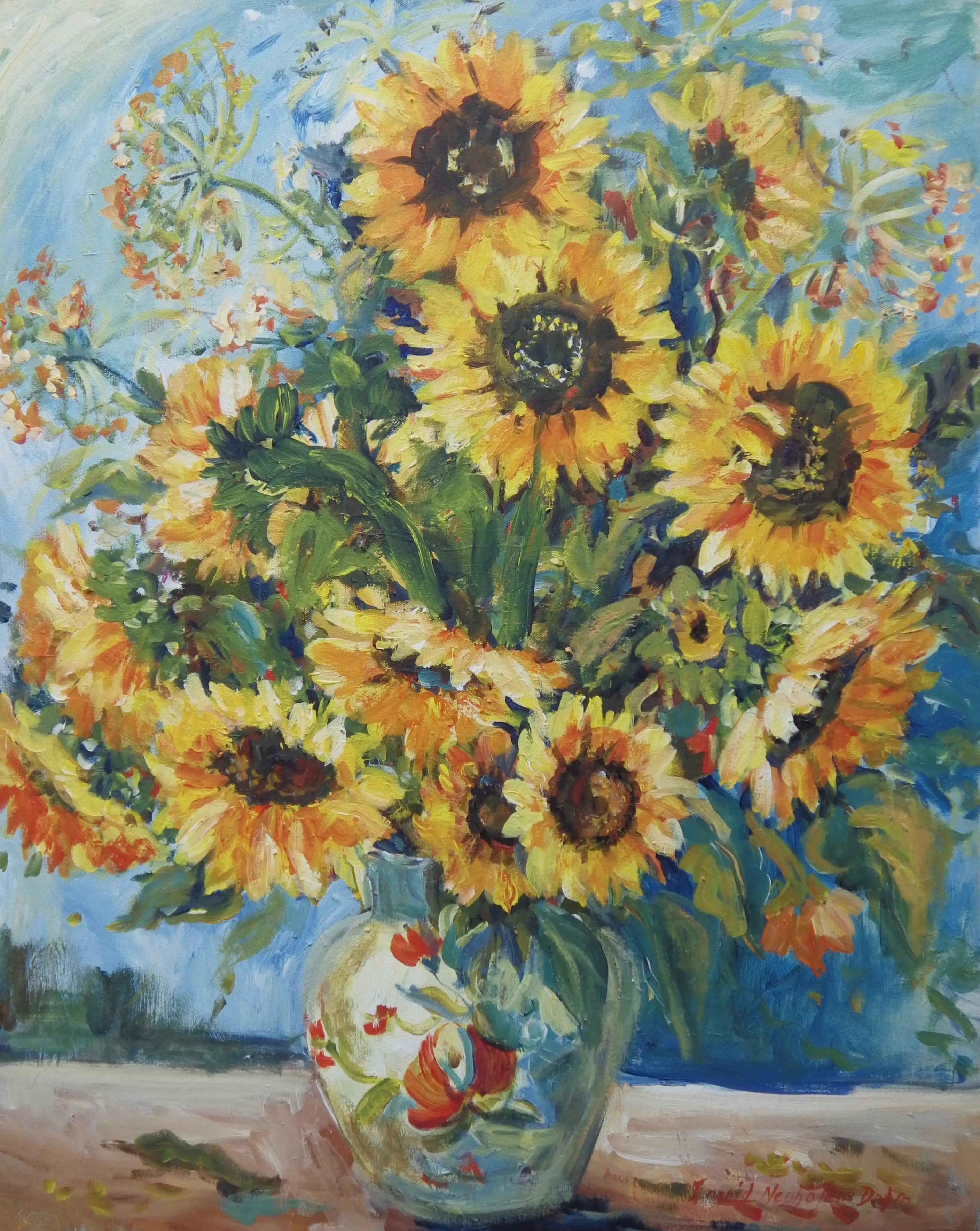 Ingrid Dohm Still-Life Painting - Sunflowers Aplenty