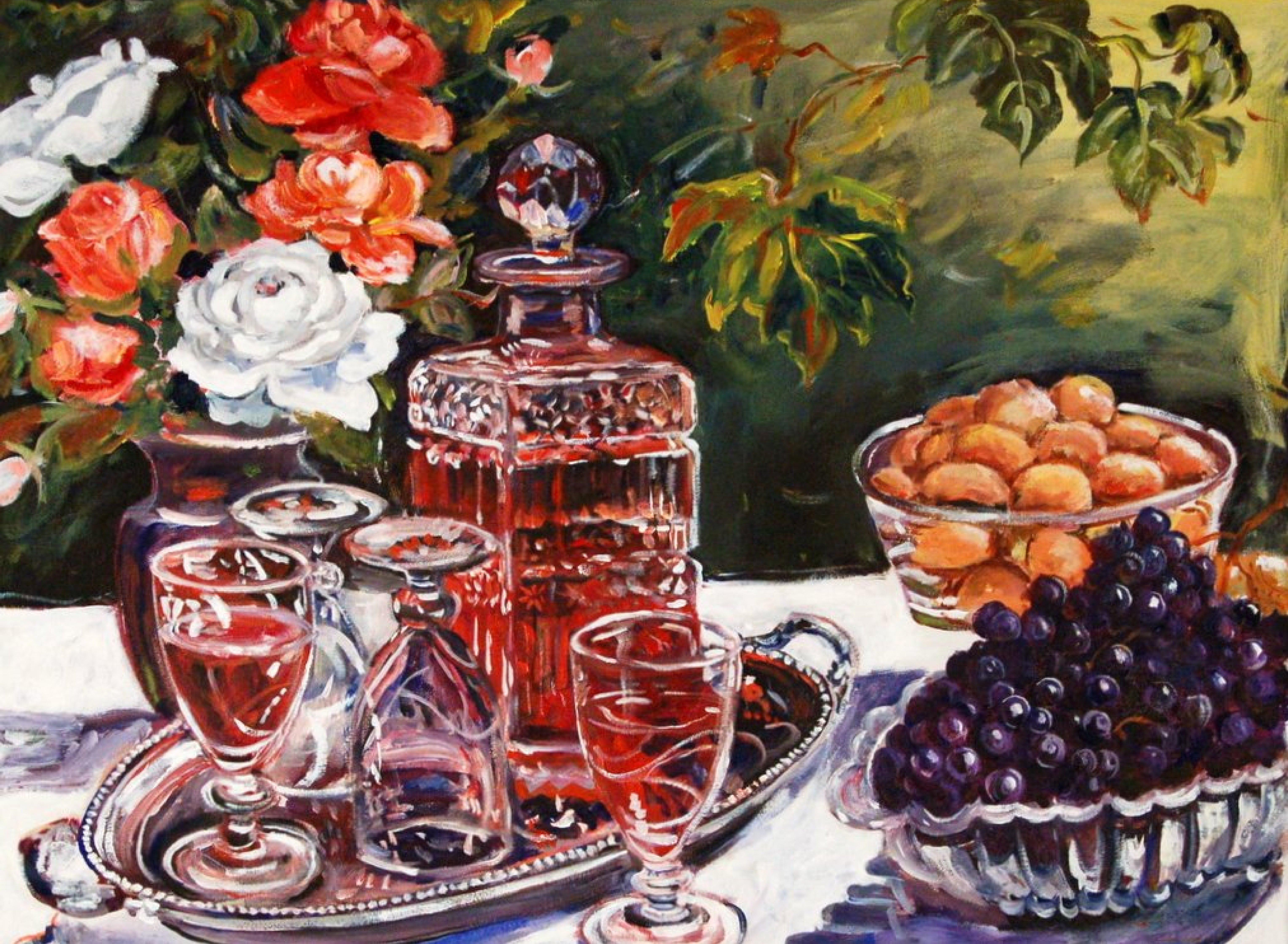 Still-Life Painting Ingrid Dohm - Carafe à vin