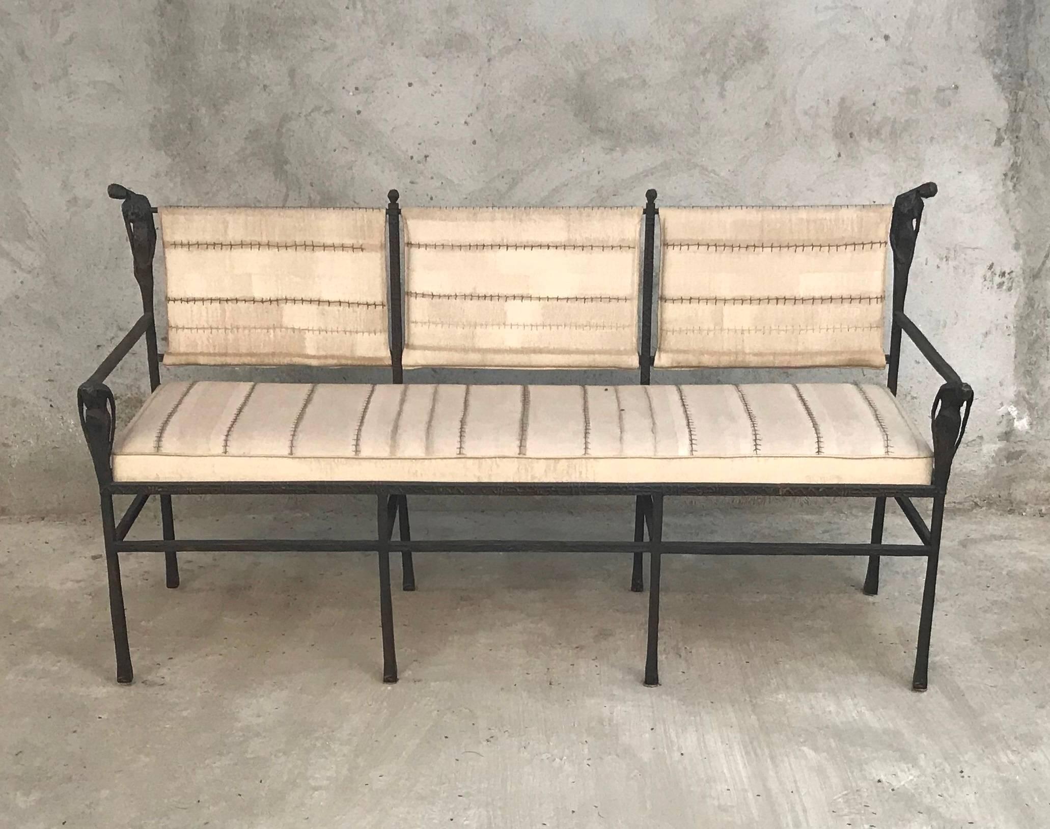 Amazing patinated bronze bench, fabric.

Cast by Blanchet-Landowski Foundry, France. Cushions hand-sewn by Ingrid Donat's studio, France. Number 2 from the edition of 8. Leg impressed with artist's cipher and 2/ 8/Landowski.

 