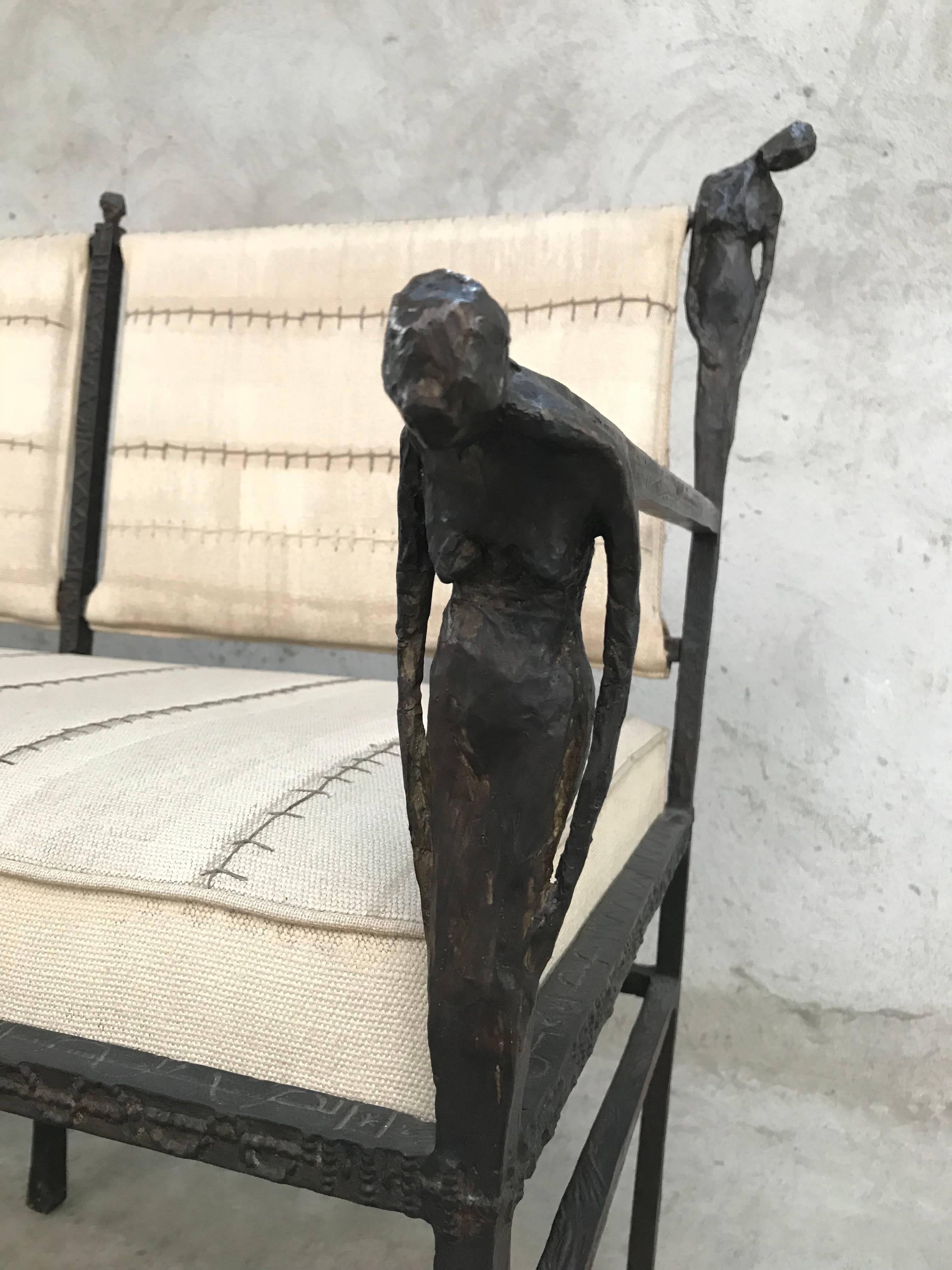 Gothic Revival Ingrid Donat, Patinated Bronze Bench For Sale