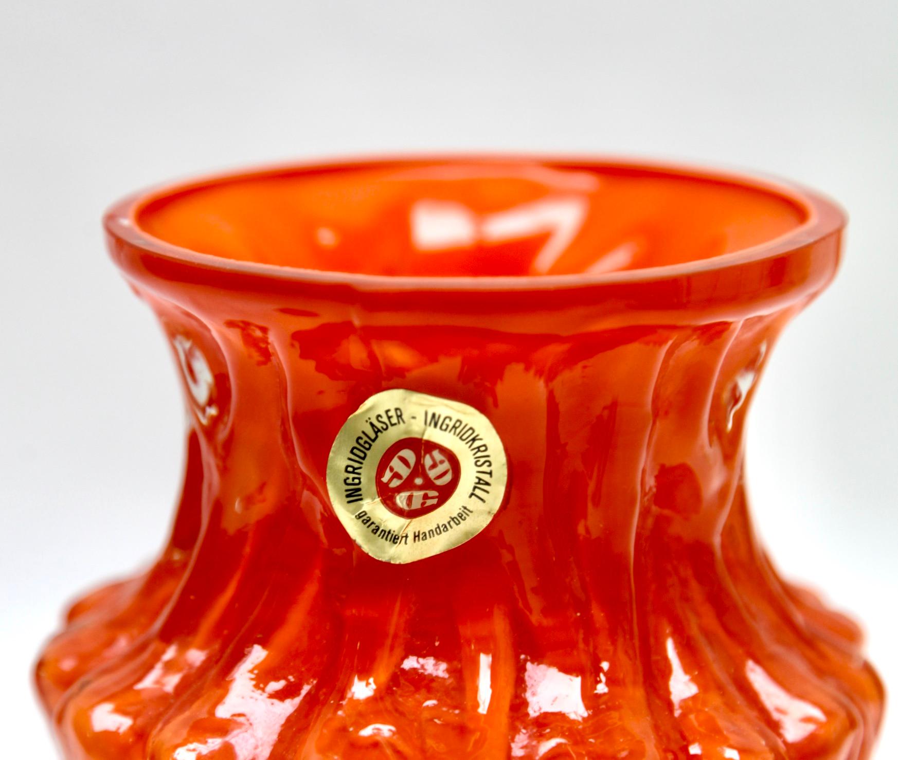 1970 orange glass vase