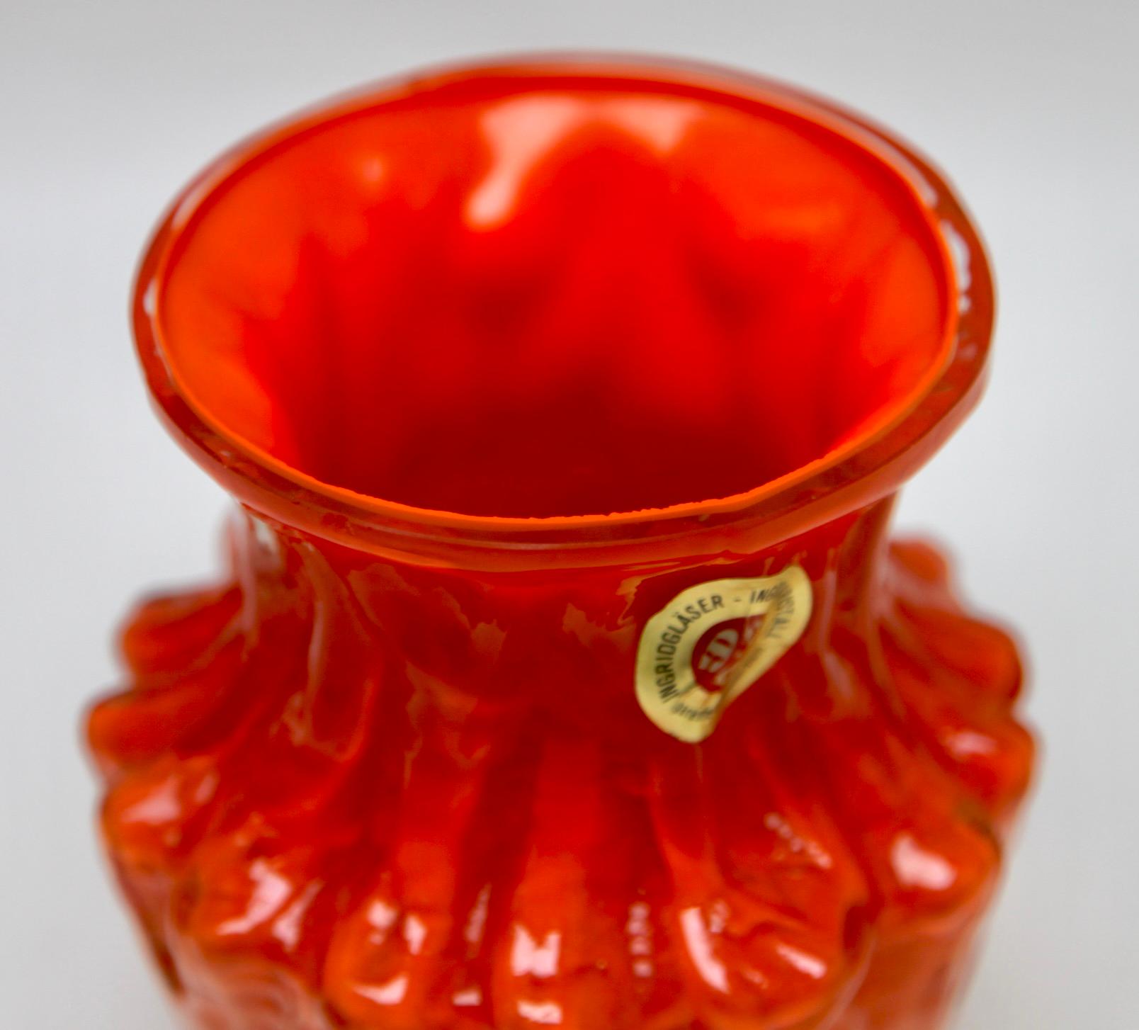 Late 20th Century Ingrid Glas ‘Germany’ Bark Vase in Orange, 1970s For Sale
